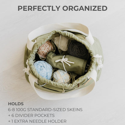 Stylish Crochet Yarn Bag - Modern Knitting Bag To Organize Your Crocheting Accessories, Needles, Hooks and Supplies - Convenient Yarn Holder Bags Perfect As Gifts