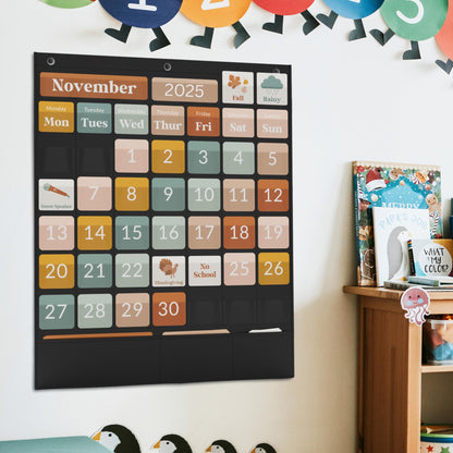 The Ultimate Classroom Calendar Pocket Chart for Kids - Beautiful Calendar with Educational Cards for Easy Learning - Fun Boho Classroom/Teacher Must Have Supplies That Fits Nicely w/Any School Decor