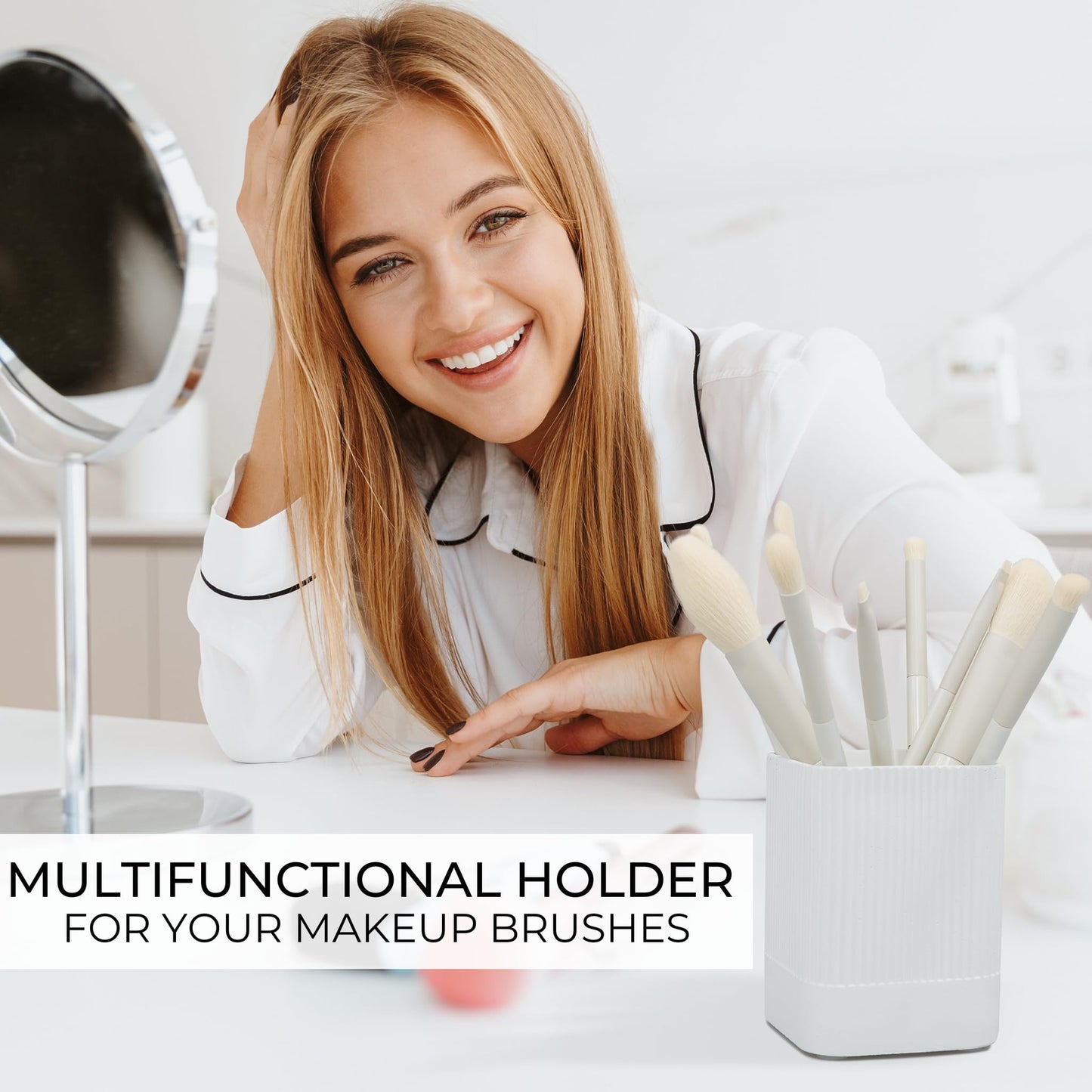 Aesthetic Pen Holder for Desk - Modern Concrete Pencil Holder - Cute and Functional Desk Organizer for Office Supplies - Stylish Office Decor Pen Cup