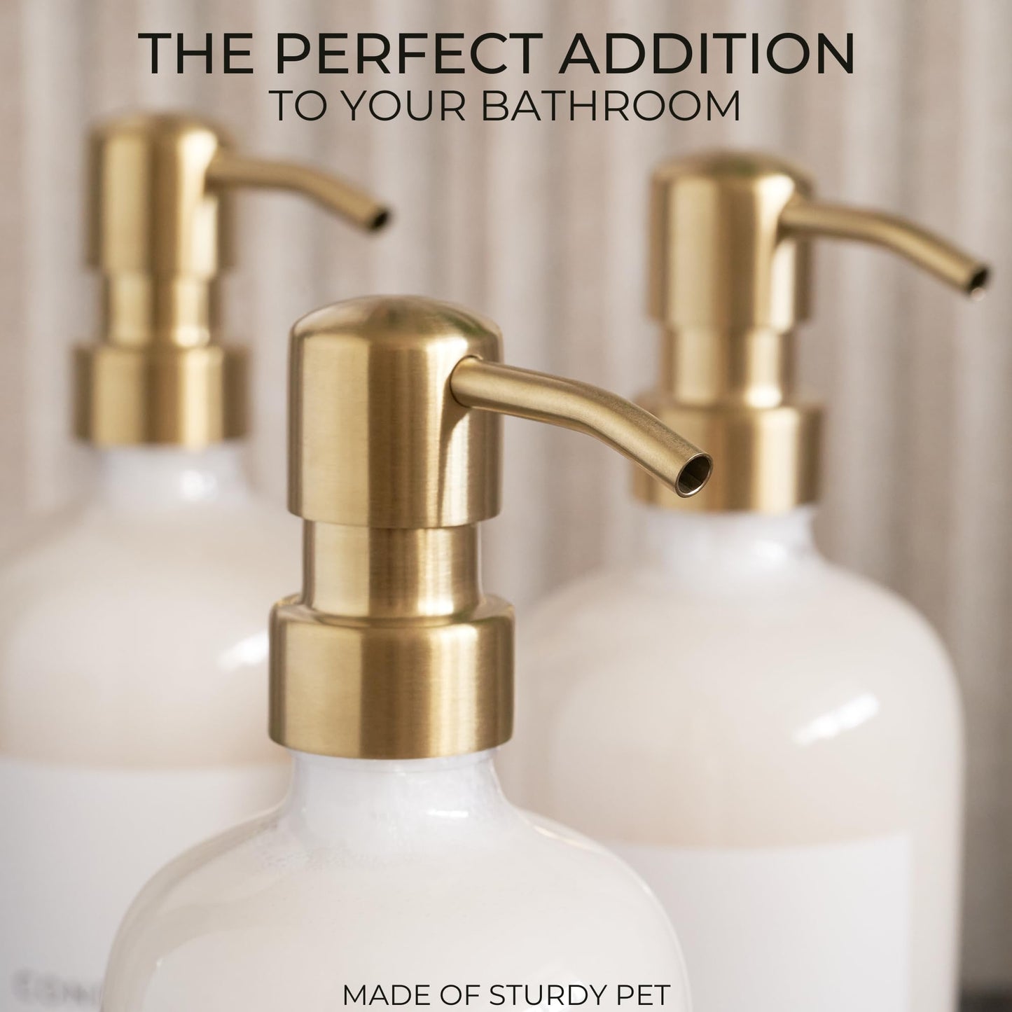 Stylish Shampoo and Conditioner Dispenser Set of 3 - Modern 21oz Shower Soap Bottles with Pump and Labels - Easy to Refill Body Wash Dispensers for an Instant Bathroom Decor Upgrade