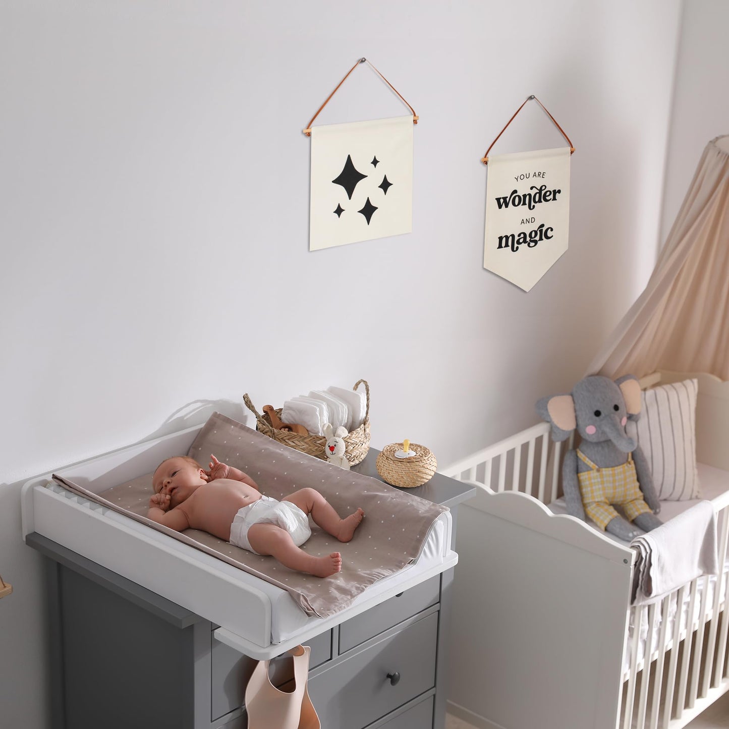Beautiful Nursery Wall Decor Signs - Set of 2 Cute Designs That Are Perfect for Your Toddlers or Kids Playroom - Quality Canvas Banner Completes Every Boys & Girls Room Decoration