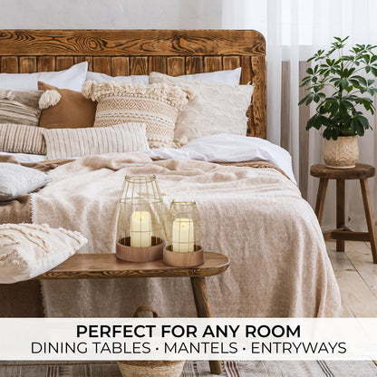 Rustic Farmhouse Lantern Decor - Stylish Decorative Lanterns for Your Living Room, Fireplace Mantle or Kitchen Dining Table - Modern Upscale Beauty for Your Entire Home
