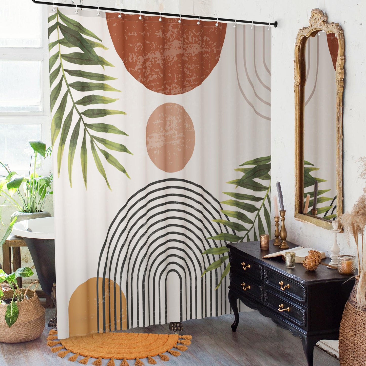 Beautiful Boho Shower Curtain for Your Bathroom - A Stylish 72" x 84" Modern Mid Century Curtain That Fits Perfect to Every Bath Decor - Ideal to Brighten Up Your Bohemian Bathroom at Home