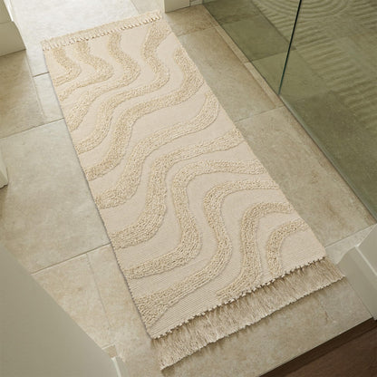 Chic 2x3 Boho Cotton Rug with Tassels – Soft & Washable Bathroom Mat for a Cozy, Modern Home