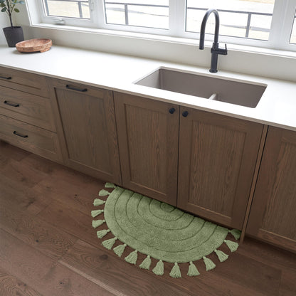 Beautiful Boho Rug for Your Bathroom - A Cute Half Circle Bath Mat That Fits Perfect To Every Bath Decor - Ideal to Brighten Up Your Bohemian Bathroom & Bedroom at Home