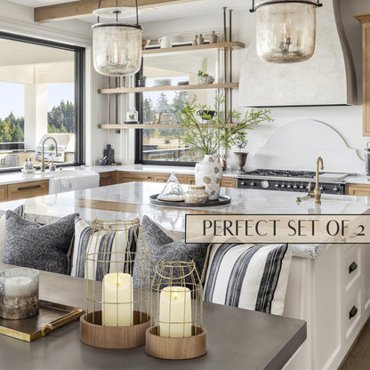 Rustic Farmhouse Lantern Decor - Stylish Decorative Lanterns for Your Living Room, Fireplace Mantle or Kitchen Dining Table - Modern Upscale Beauty for Your Entire Home