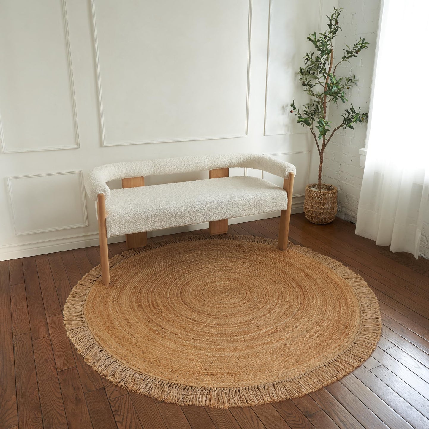 KIBAGA 2x3 ft Jute Rug - Soft and Non-Slip Mat, Perfect for Enhancing Your Bathroom or Modern Home Decor