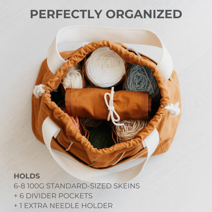 Stylish Crochet Yarn Bag - Modern Knitting Bag To Organize Your Crocheting Accessories, Needles, Hooks and Supplies - Convenient Yarn Holder Bags Perfect As Gifts