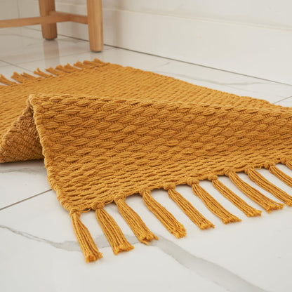 Set of 2 Soft Boho Bathroom Rugs - Beautiful Boho Cotton Rugs That Fit Perfectly Into Your Bath or Kitchen - Washable, Non-Slip Mats Ideal to Enhance Your Modern Home Decor