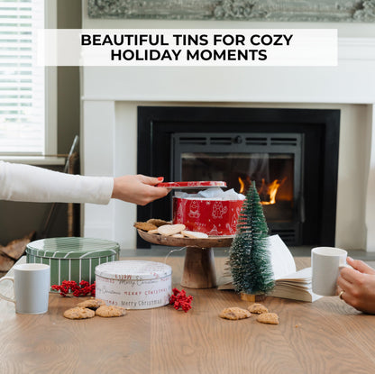 Beautiful Christmas Cookie Tins Set Of 3 - Cute Containers Are Perfect To Share Delicious Homemade Cookies, Candy Or Cupcakes With Friends & Family - Sturdy Boxes With Lids For Holiday Gift Giving