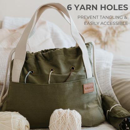 Stylish Crochet Yarn Bag - Modern Knitting Bag To Organize Your Crocheting Accessories, Needles, Hooks and Supplies - Convenient Yarn Holder Bags Perfect As Gifts