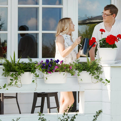 Beautiful Hanging Flower Pots for Outside Railing Or Fence - Stylish Set of 3 Outdoor Planters For Any Balcony, Porch or Deck - Window Planter Boxes Are Perfect For Your Flowers