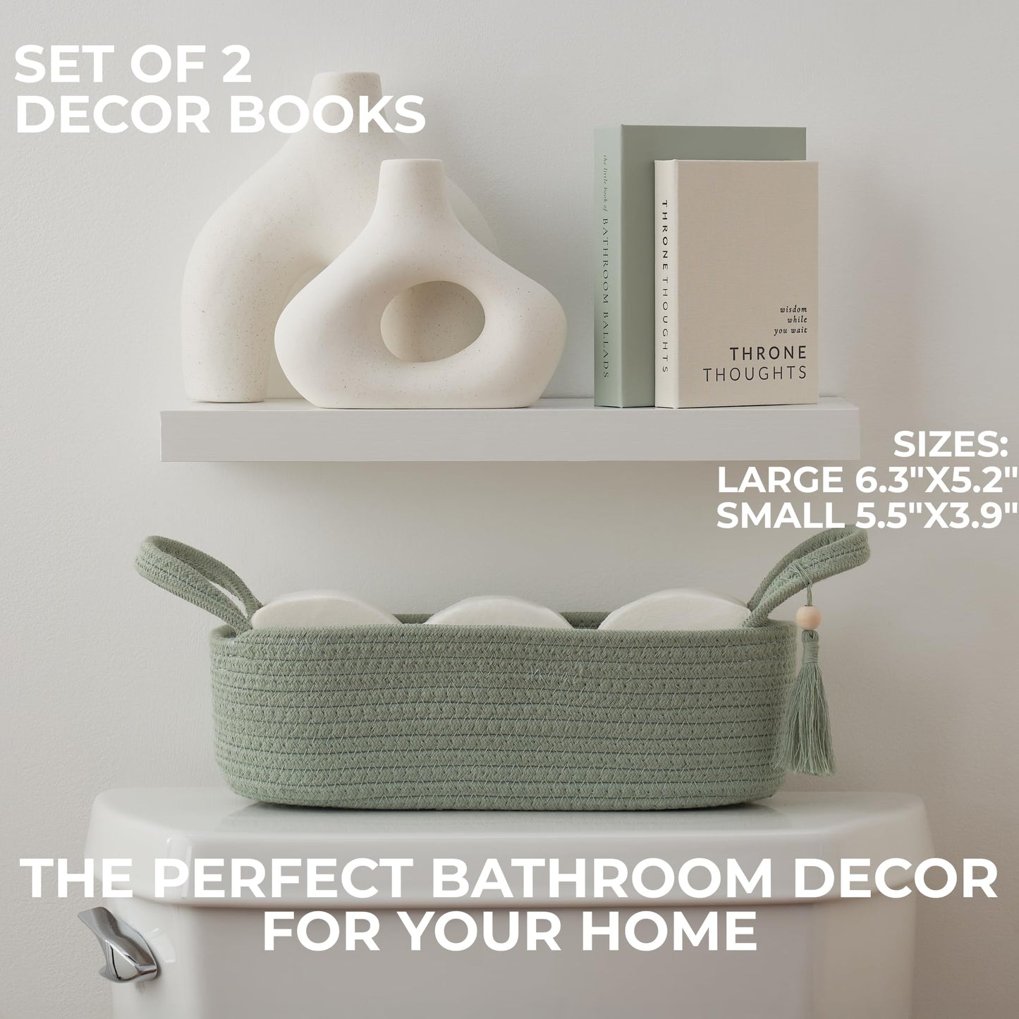 KIBAGA Faux Books Set of 2 for Bathroom Decor - Decorative Book Boxes for Your Restroom - The Perfect Modern Decoration for The Guest Bathroom