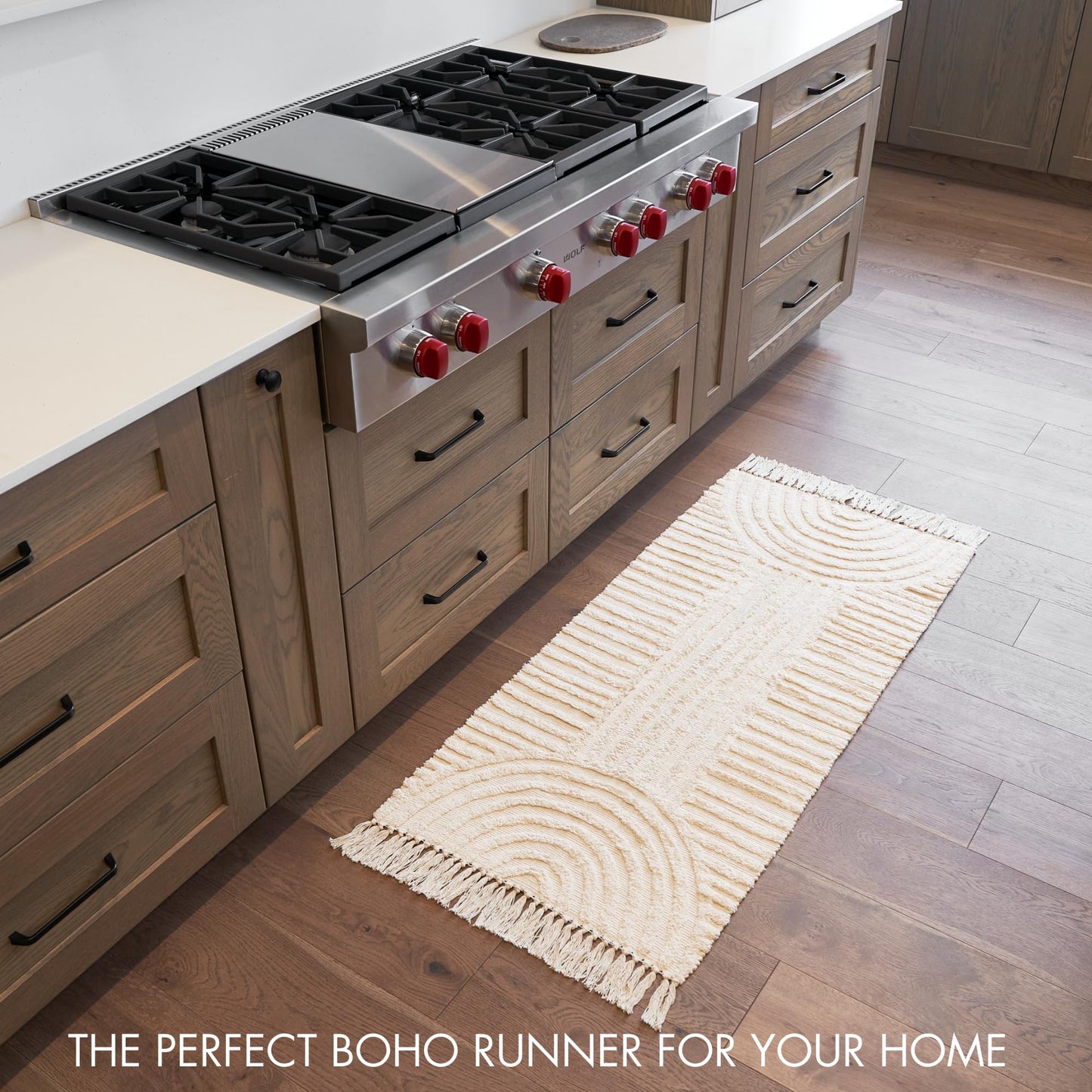 KIBAGA Beautiful Boho Rug with Tassels for Your Bathroom - Soft 2 x 3 ft. Cotton Rug Fits Perfectly Into Your Bath - Washable, Non-Slip Mat Ideal to Enhance Any Modern Home Decor, 24 x 36 inch