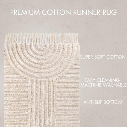 KIBAGA Boho Bathroom Rug with Tassels - Soft, Washable, Non-Slip Cotton Mat - Perfect 2x4.3 ft. Size to Enhance Modern Home Decor