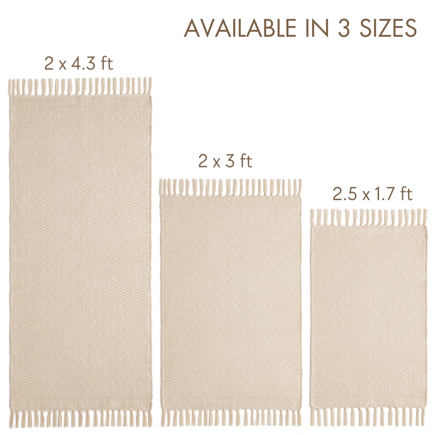Beautiful Boho Bathroom Rug with Tassels - Soft 2 x 3 ft. Cotton Rug Fits Perfectly Into Your Bath - Washable, Non-Slip Mat Ideal to Enhance Your Modern Home Decor