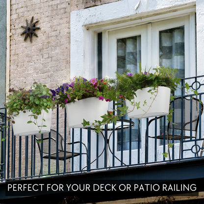 Beautiful Hanging Flower Pots for Outside Railing Or Fence - Stylish Set of 3 Outdoor Planters For Any Balcony, Porch or Deck - Window Planter Boxes Are Perfect For Your Flowers