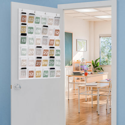 Numbered Hanging Pocket Chart Organizer for Classroom Sundries and Cell Phones – Wall & Door Mountable Storage Solution