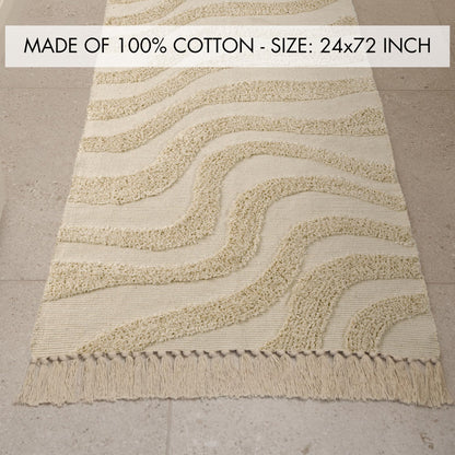 Chic 2x3 Boho Cotton Rug with Tassels – Soft & Washable Bathroom Mat for a Cozy, Modern Home
