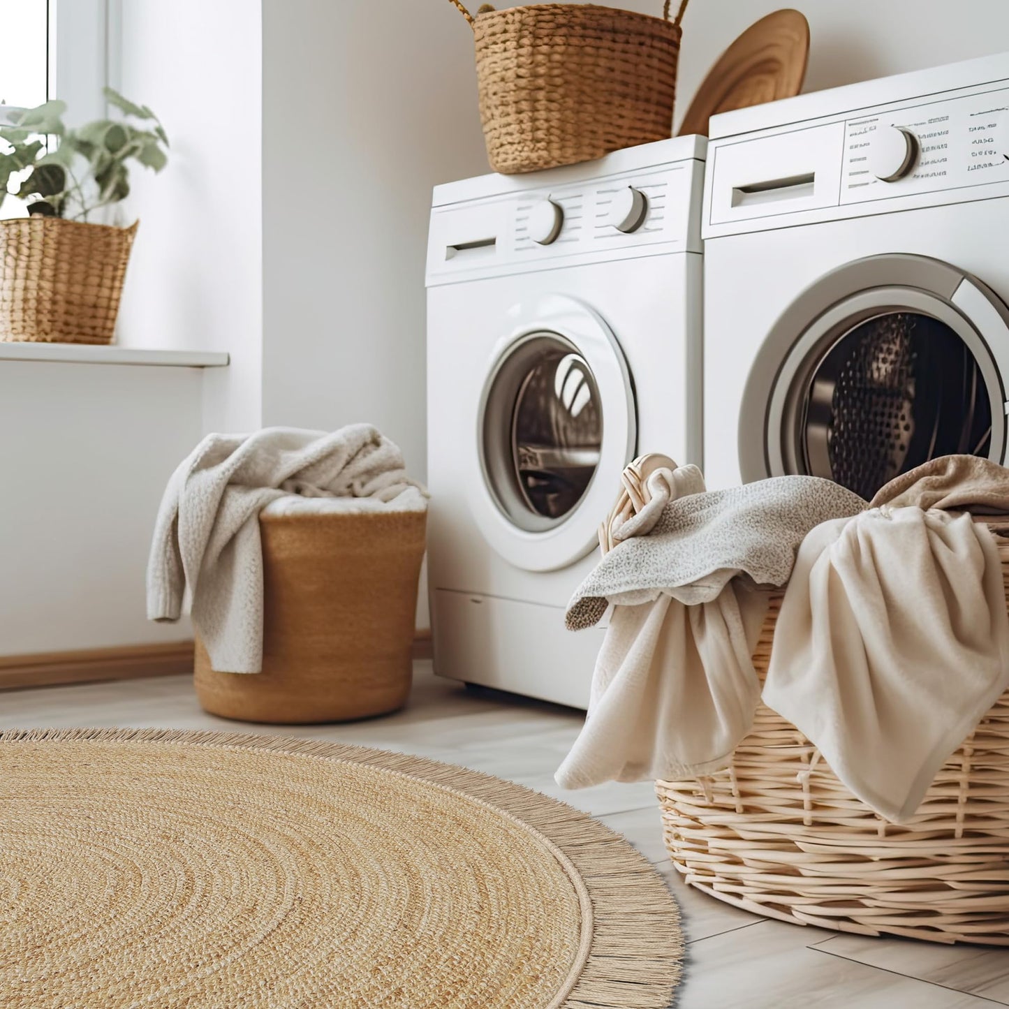 KIBAGA 2x3 ft Jute Rug - Soft and Non-Slip Mat, Perfect for Enhancing Your Bathroom or Modern Home Decor