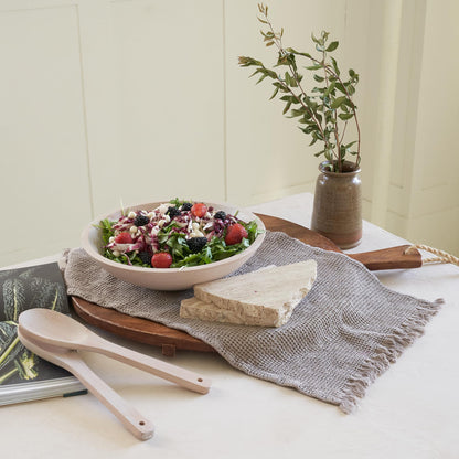 Beautiful Salad Bowls, Wooden Salad Bowls Set, Large Beech Wood Serving Bowl for Fruits & Salad with Serving Utensils