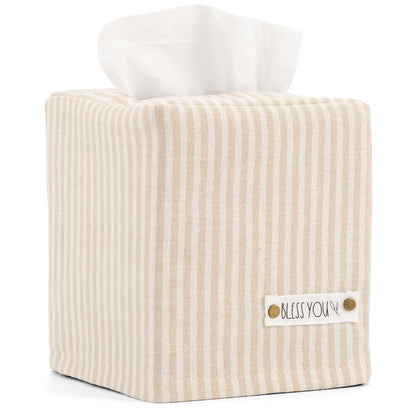 Stylish Tissue Box Cover - This Linen Holder Instantly Covers Your Square Tissue Boxes - The Perfect Cube Cover for Your Bathroom and Home