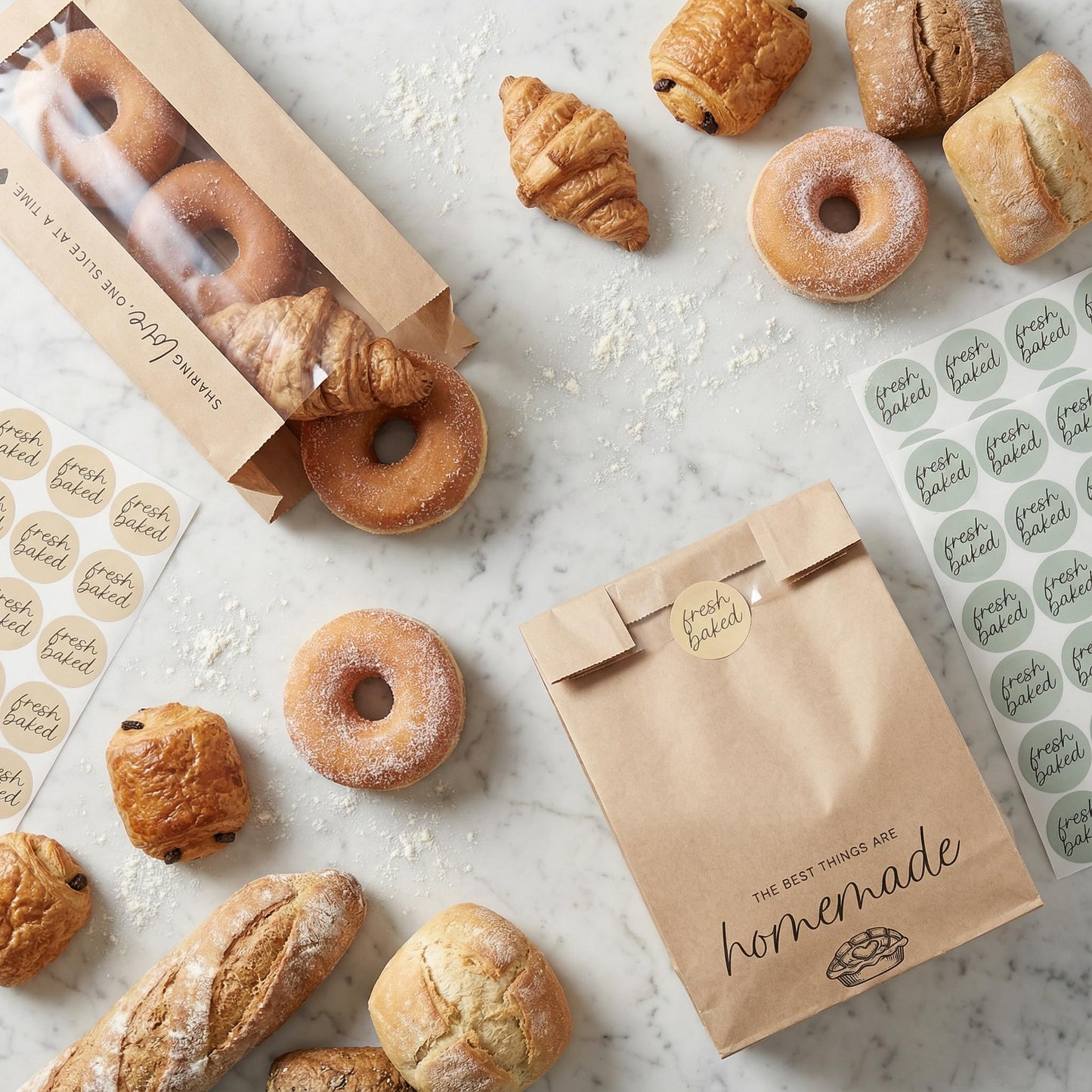 Beautiful Bread Bags for Homemade Bread - Clear Window Bags Keep Your Sourdough Loaves Fresh for Days & are Great for Gifting Homemade Bread - Perfectly Sized Bakery Paper Packaging for Baked Goods
