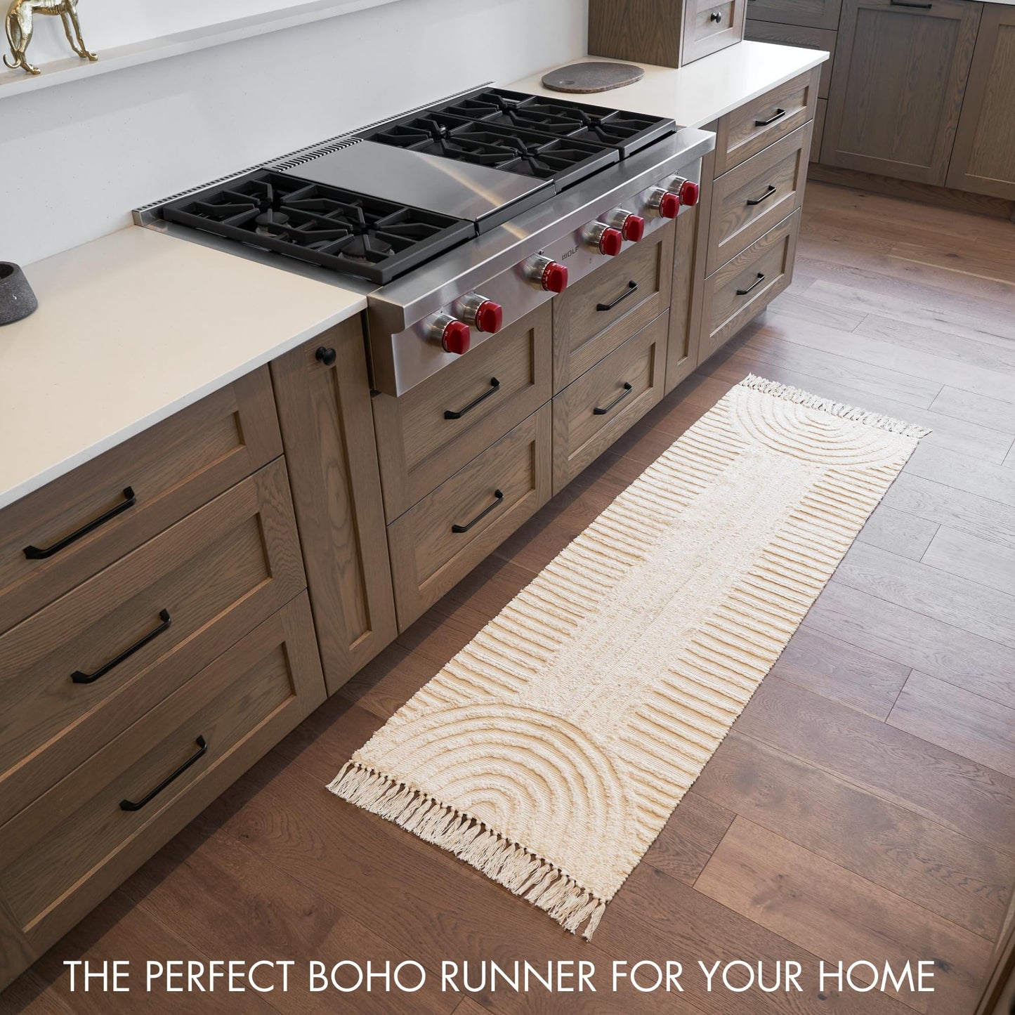 KIBAGA Beautiful Boho Rug with Tassels for Your Bathroom - Soft 2 x 3 ft. Cotton Rug Fits Perfectly Into Your Bath - Washable, Non-Slip Mat Ideal to Enhance Any Modern Home Decor, 24 x 36 inch