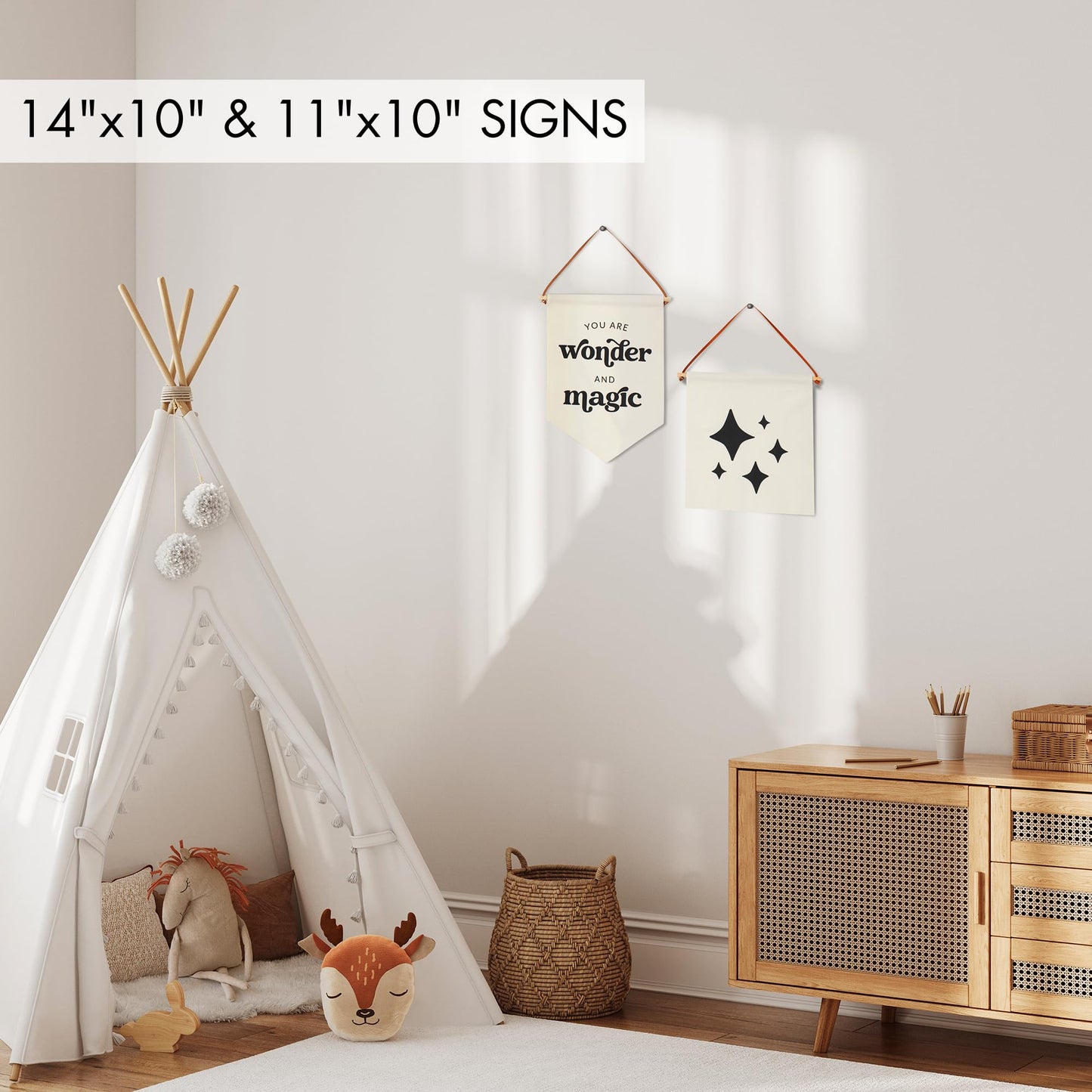 Beautiful Nursery Wall Decor Signs - Set of 2 Cute Designs That Are Perfect for Your Toddlers or Kids Playroom - Quality Canvas Banner Completes Every Boys & Girls Room Decoration