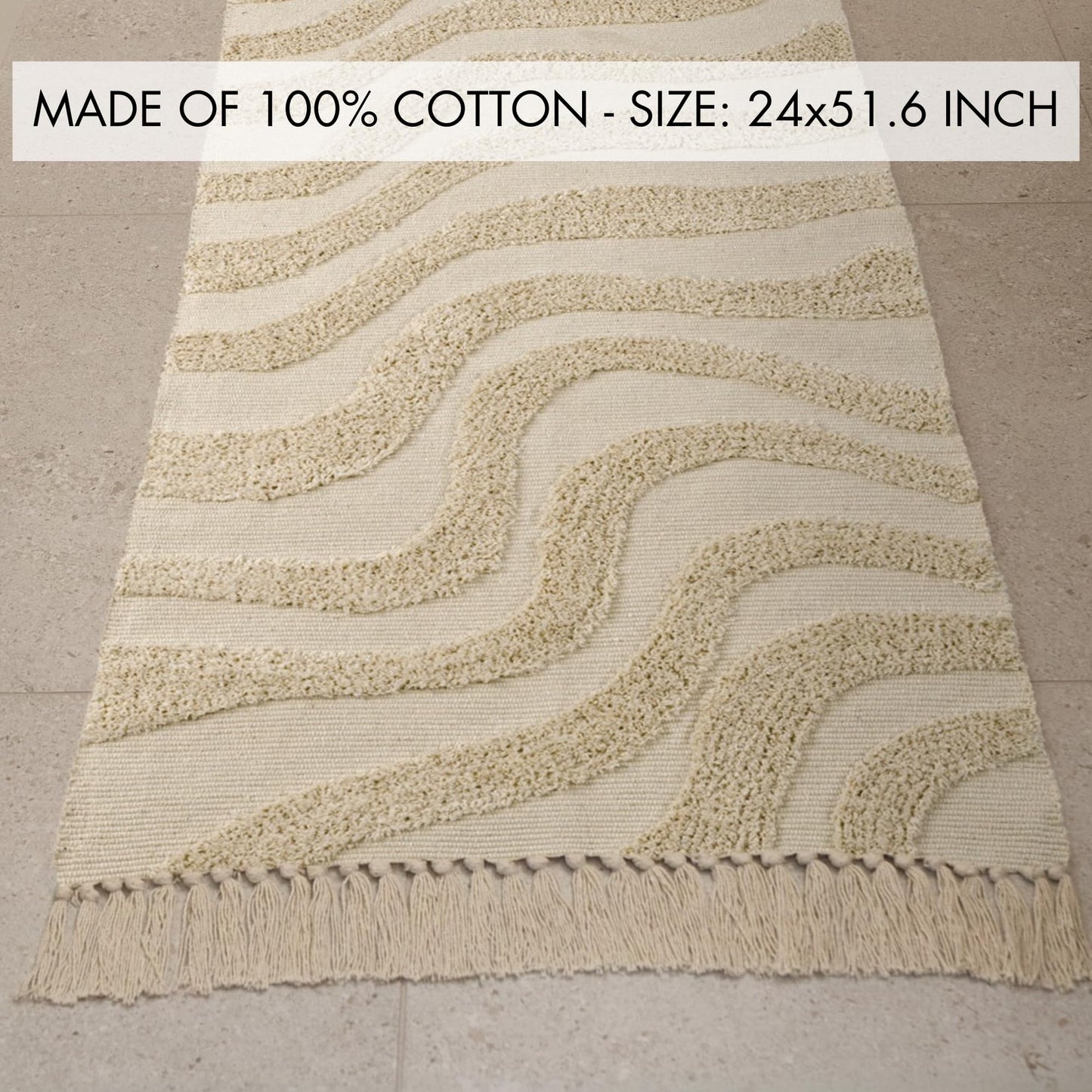 Chic 2x3 Boho Cotton Rug with Tassels – Soft & Washable Bathroom Mat for a Cozy, Modern Home