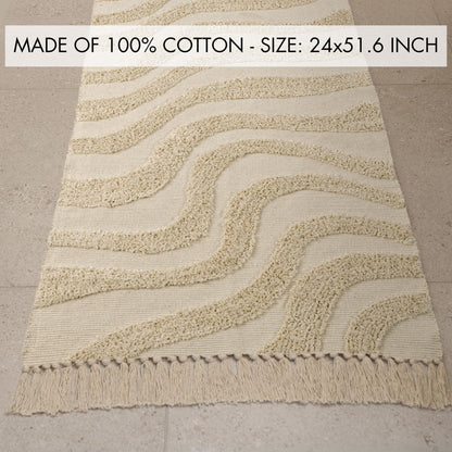 Chic 2x3 Boho Cotton Rug with Tassels – Soft & Washable Bathroom Mat for a Cozy, Modern Home