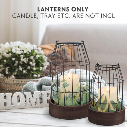 Rustic Farmhouse Lantern Decor - Stylish Decorative Lanterns for Your Living Room, Fireplace Mantle or Kitchen Dining Table - Modern Upscale Beauty for Your Entire Home