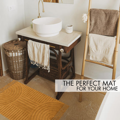 KIBAGA Beautiful Boho Rug with Tassels for Your Bathroom - Soft 2 x 3 ft. Cotton Rug Fits Perfectly Into Your Bath - Washable, Non-Slip Mat Ideal to Enhance Any Modern Home Decor, 24 x 36 inch