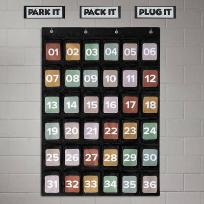 Numbered Hanging Pocket Chart Organizer for Classroom Sundries and Cell Phones – Wall & Door Mountable Storage Solution