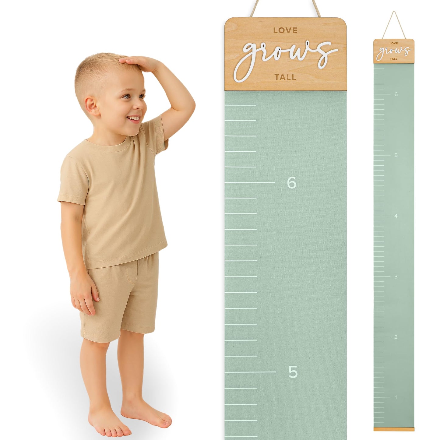 Beautiful Wall Hanging Growth Chart for Kids - The Perfect Height Measurement Chart to Track Your Kids Growth - Modern Nursery Or Playroom Wall Decor