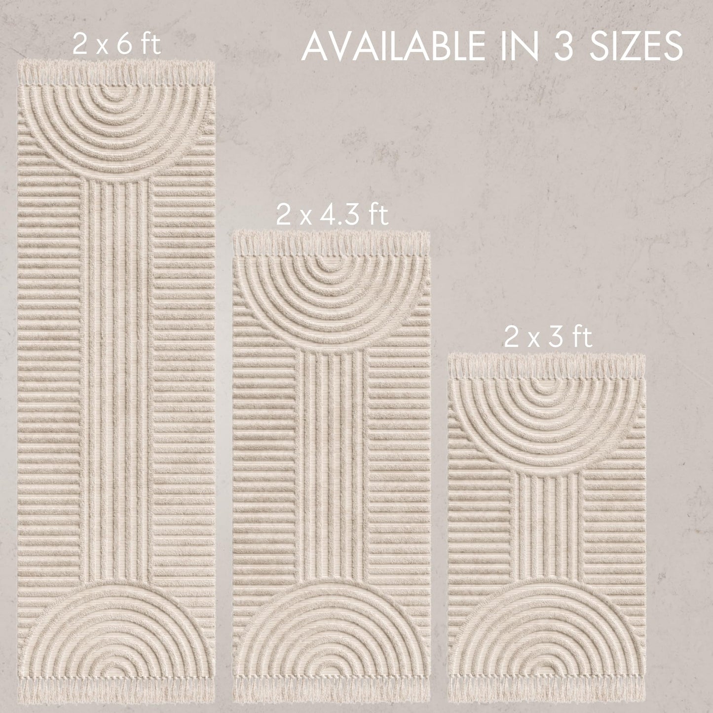 KIBAGA Boho Bathroom Rug with Tassels - Soft, Washable, Non-Slip Cotton Mat - Perfect 2x4.3 ft. Size to Enhance Modern Home Decor