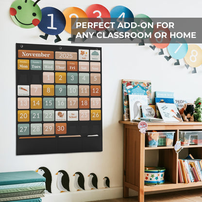 The Ultimate Classroom Calendar Pocket Chart for Kids - Beautiful Calendar with Educational Cards for Easy Learning - Fun Boho Classroom/Teacher Must Have Supplies That Fits Nicely w/Any School Decor