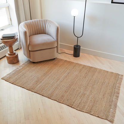 KIBAGA 2x3 ft Jute Rug - Soft and Non-Slip Mat, Perfect for Enhancing Your Bathroom or Modern Home Decor