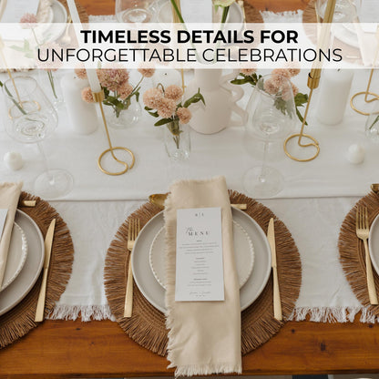 Decorative Boho Table Placemats Set of 6 with Matching Linen-Textured Napkins - Beautiful Natural Decor Elevates Your Dining Room or Kitchen Setting - Easy to Style & Mix with Linen Inspired Material