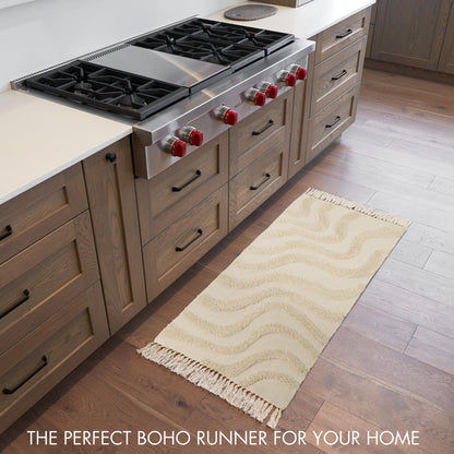 Chic 2x3 Boho Cotton Rug with Tassels – Soft & Washable Bathroom Mat for a Cozy, Modern Home