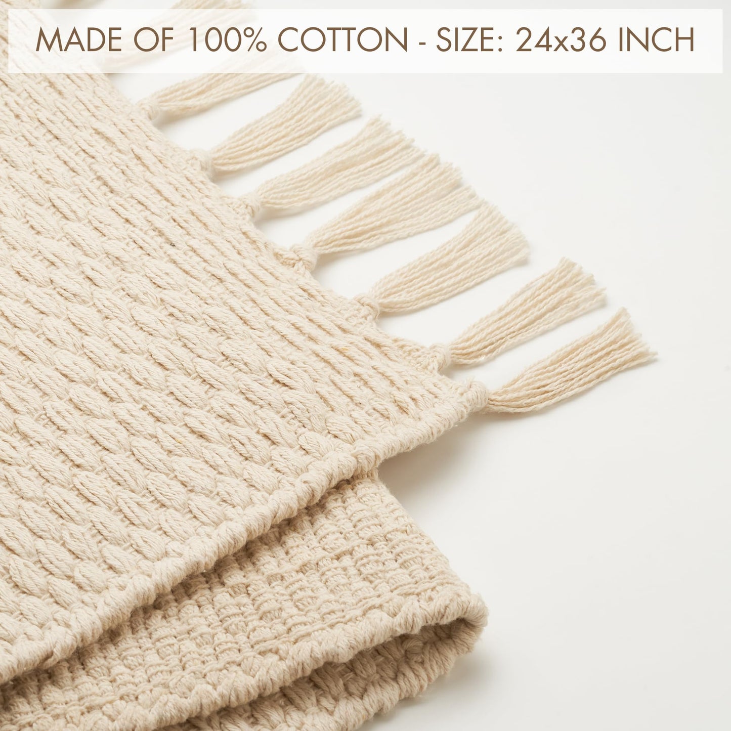 Beautiful Boho Bathroom Rug with Tassels - Soft 2 x 3 ft. Cotton Rug Fits Perfectly Into Your Bath - Washable, Non-Slip Mat Ideal to Enhance Your Modern Home Decor