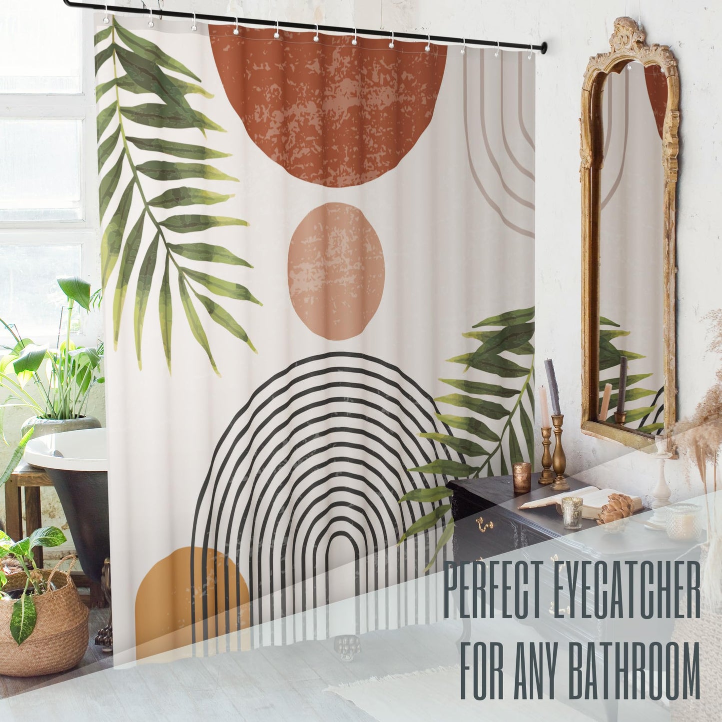 Beautiful Boho Shower Curtain for Your Bathroom - A Stylish 72" x 84" Modern Mid Century Curtain That Fits Perfect to Every Bath Decor - Ideal to Brighten Up Your Bohemian Bathroom at Home