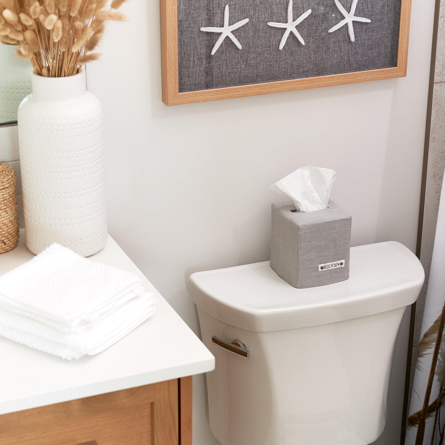 Stylish Tissue Box Cover - This Linen Holder Instantly Covers Your Square Tissue Boxes - The Perfect Cube Cover for Your Bathroom and Home