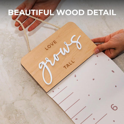 Beautiful Wall Hanging Growth Chart for Kids - The Perfect Height Measurement Chart to Track Your Kids Growth - Modern Nursery Or Playroom Wall Decor