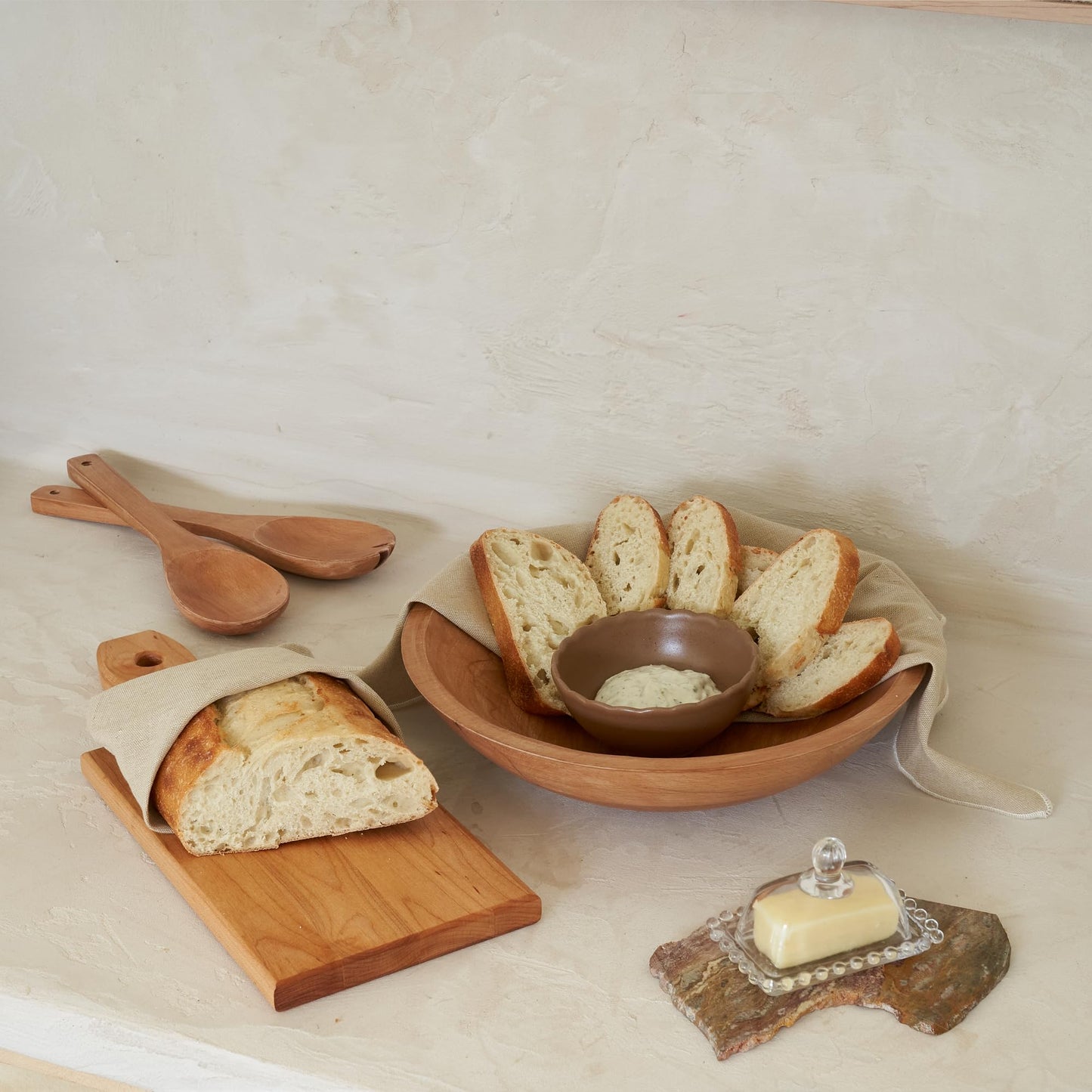 Beautiful Salad Bowls, Wooden Salad Bowls Set, Large Beech Wood Serving Bowl for Fruits & Salad with Serving Utensils