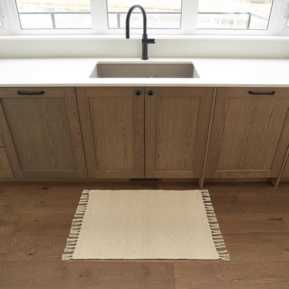 Beautiful Boho Bathroom Rug with Tassels - Soft 2 x 3 ft. Cotton Rug Fits Perfectly Into Your Bath - Washable, Non-Slip Mat Ideal to Enhance Your Modern Home Decor