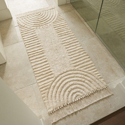KIBAGA Beautiful Boho Rug with Tassels for Your Bathroom - Soft 2 x 3 ft. Cotton Rug Fits Perfectly Into Your Bath - Washable, Non-Slip Mat Ideal to Enhance Any Modern Home Decor, 24 x 36 inch