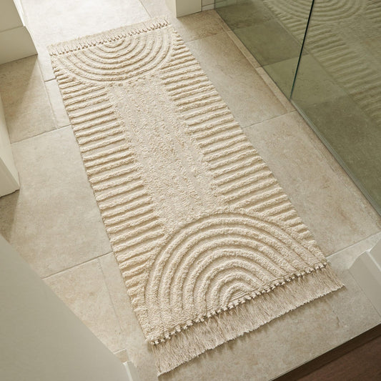 KIBAGA Beautiful Boho Rug with Tassels for Your Bathroom - Soft 2 x 3 ft. Cotton Rug Fits Perfectly Into Your Bath - Washable, Non-Slip Mat Ideal to Enhance Any Modern Home Decor, 24 x 36 inch