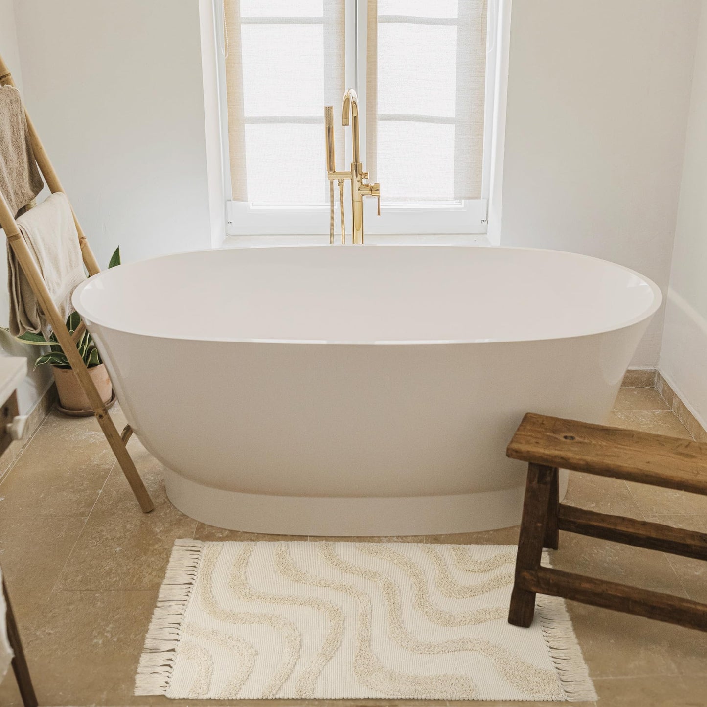 Chic 2x3 Boho Cotton Rug with Tassels – Soft & Washable Bathroom Mat for a Cozy, Modern Home