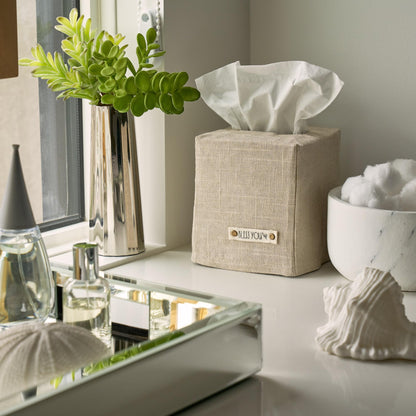 Stylish Tissue Box Cover - This Linen Holder Instantly Covers Your Square Tissue Boxes - The Perfect Cube Cover for Your Bathroom and Home